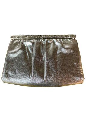 Ande Vintage Silver Metallic Clutch Purse Evening Event